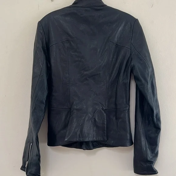 DarylK Black Leather Jacket Size 2P - Picture 5 of 5